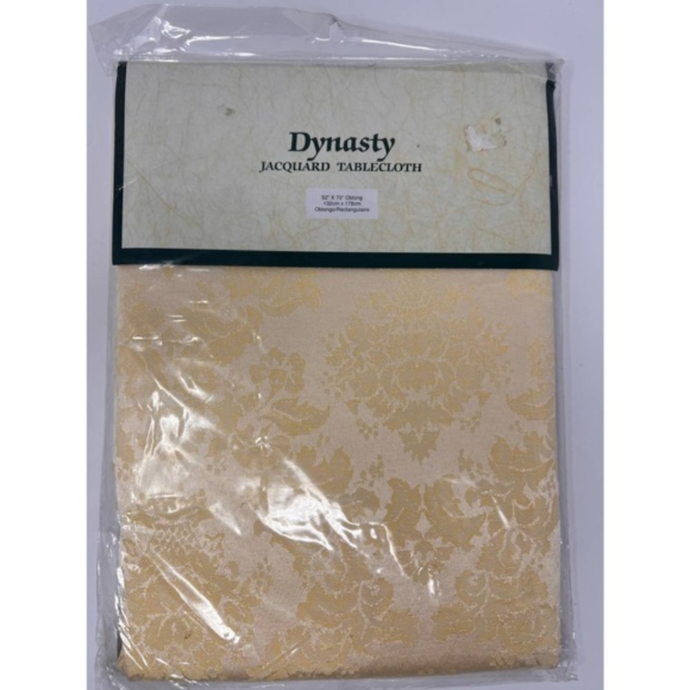 Dynasty Jacquard Tablecloth Oblong 52" x 70" Gold/Cream